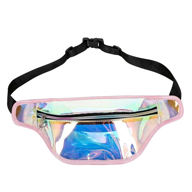 

Gold Pink Cute Fashion Waist Bag Laser Belt Bags Transparent Holographic Rave Fanny Pack for Kids and Women, Customized color/pure color