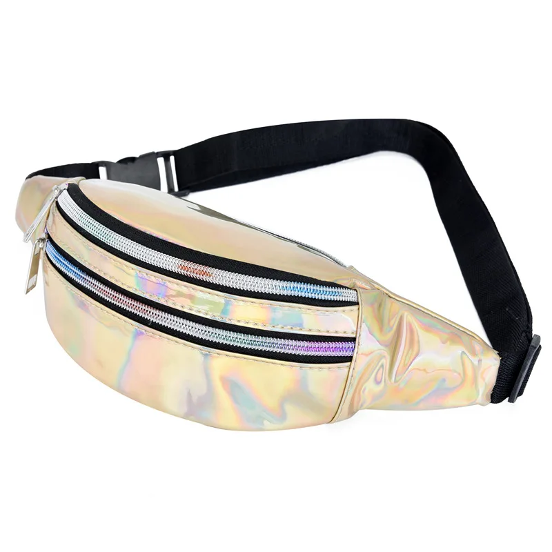 

2021 Hot selling Reflective PU Holographic Laser Waist Belt Bags for Women