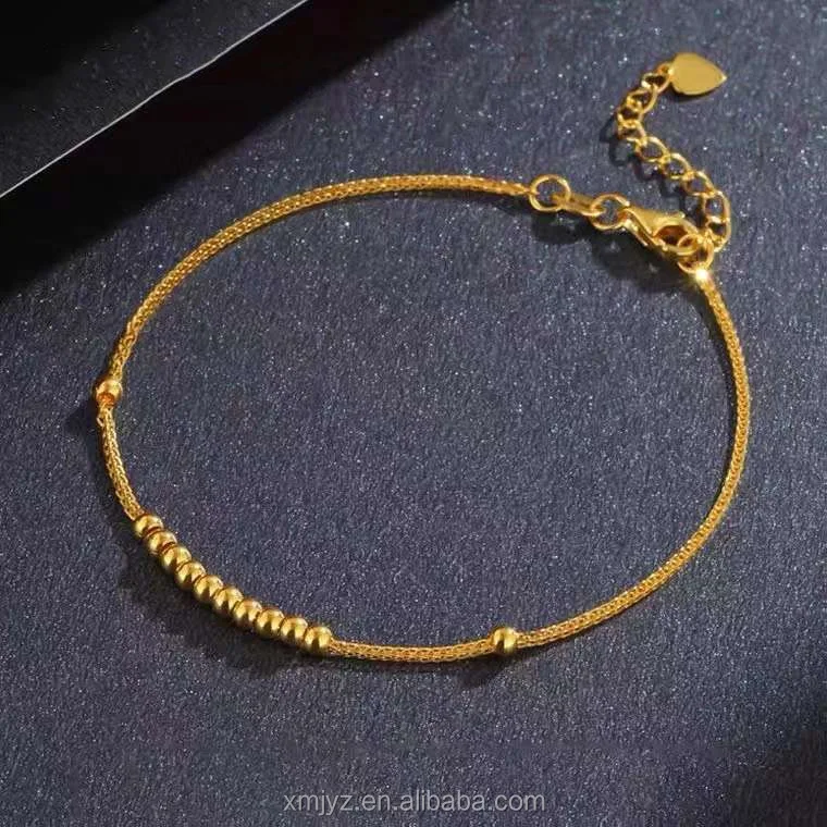 

Certified 18K Gold Perfect Bracelet Colored Gold Au750 Lucky Beads As Right As Rain Round Beads Fashion Simple