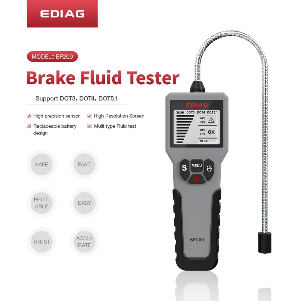 

Ediag Brake Fluid Tester Bf200 Car Auto Diagnostic Tool Automotive Engine Oil Teste Quality Check Penls LED Ediag