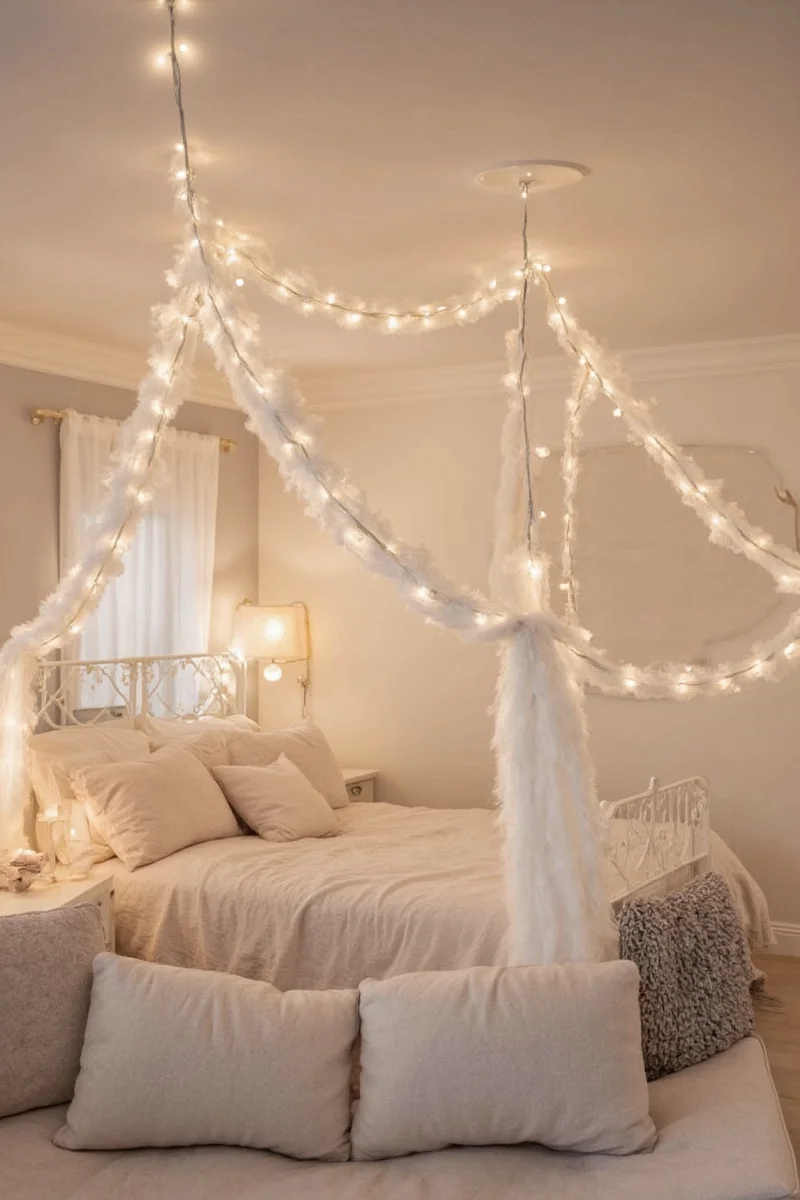 Family Room With Cozy String Lights