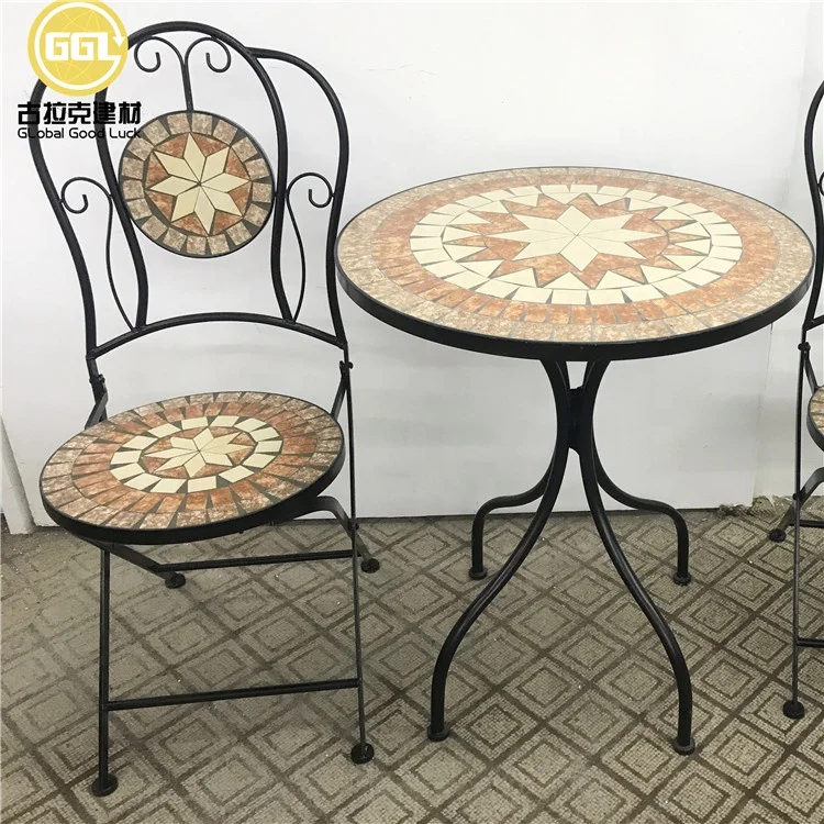 Outdoor Garden Ceramic Tile Top Mosaic Round Table supplier