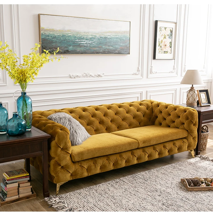 Sofas For Home Modern Furnitures Luxury 2 Seater Blue Velvet Deep