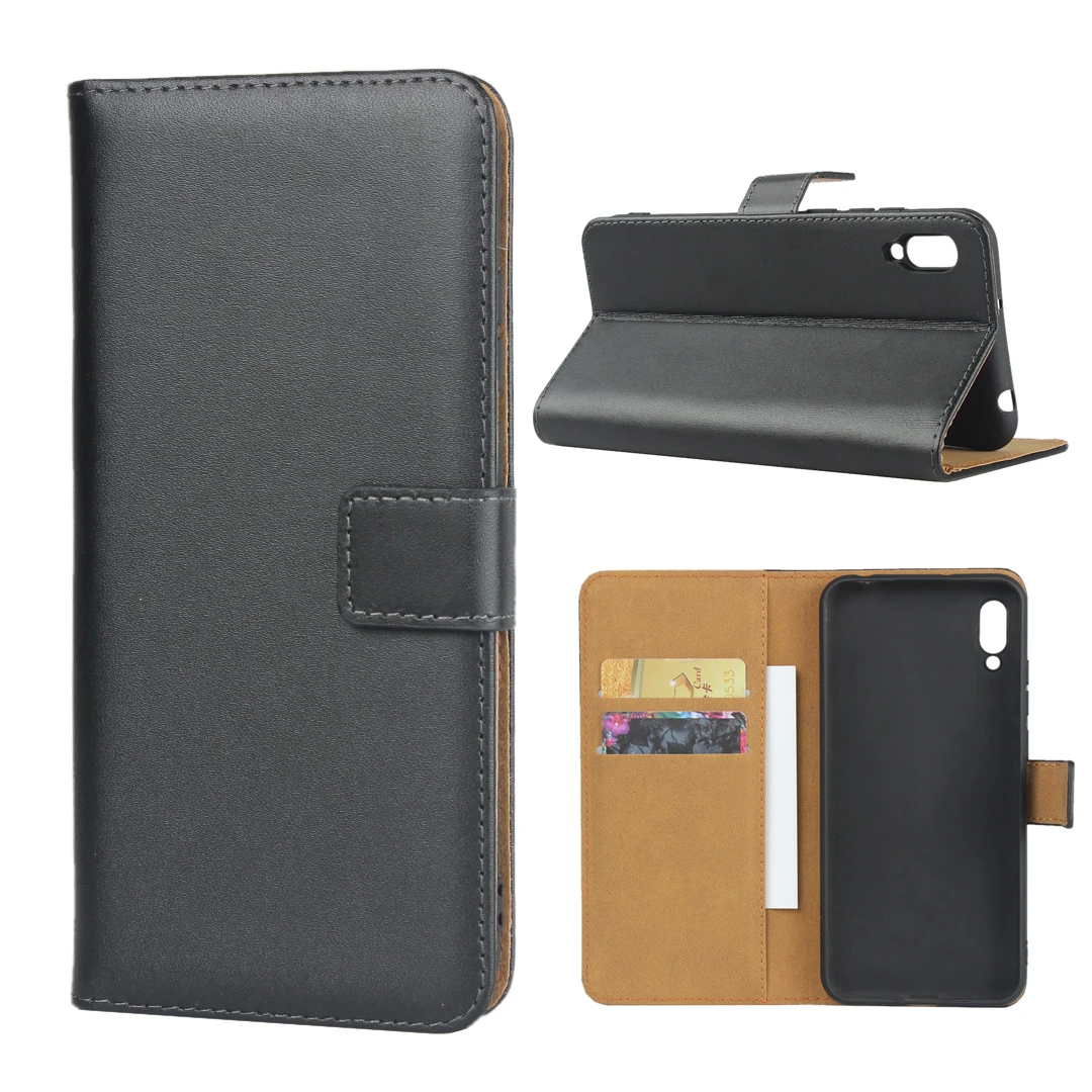 

Newest Fashion Genuine Leather Wallet Case For HUAWEI Y6 Pro 2019 With Stand Card Slots, As pictures