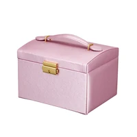 

2020 Large Capacity PU Leather Ring Earrings Jewelry Box Women Jewelry Storage Organizer Drawer Box Travel Makeup Cosmetic Case
