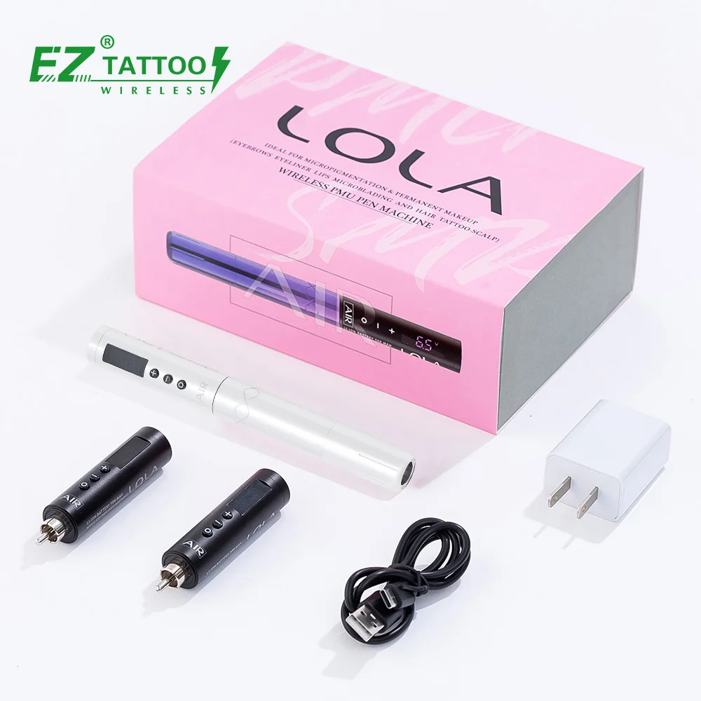 

POPU Silver LOLA AIR Professional Electric SMP Hair Scalp Permanent Makeup Tattoo Machine Wireless with 2 Extra Battery Pack