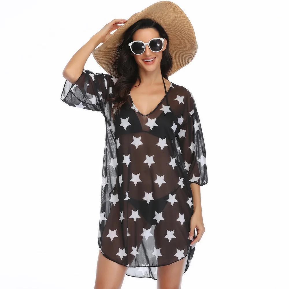 

2021 Cover-ups Summer Beach Dress for Women Plus Size XXL Bikini Pareo De Plage Bathing Suit Swimsuit Ladies Beachwear