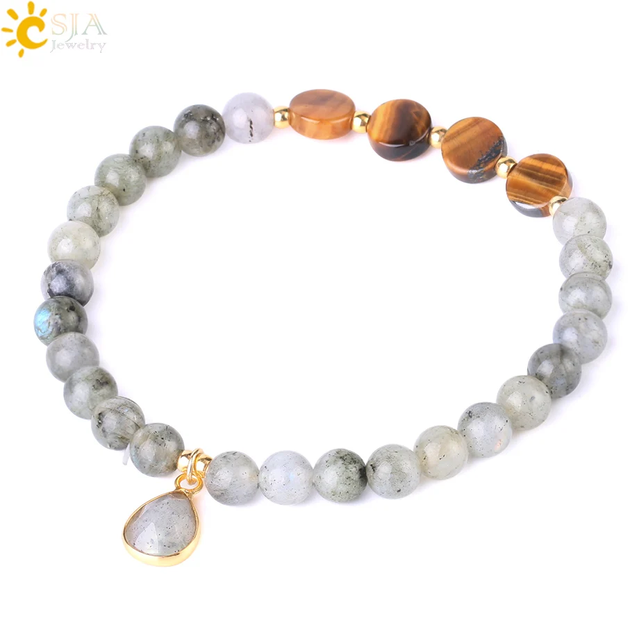 

CSJA wholesale natural stone obsidian men bracelet 6mm beads charm healing couple bracelet F547