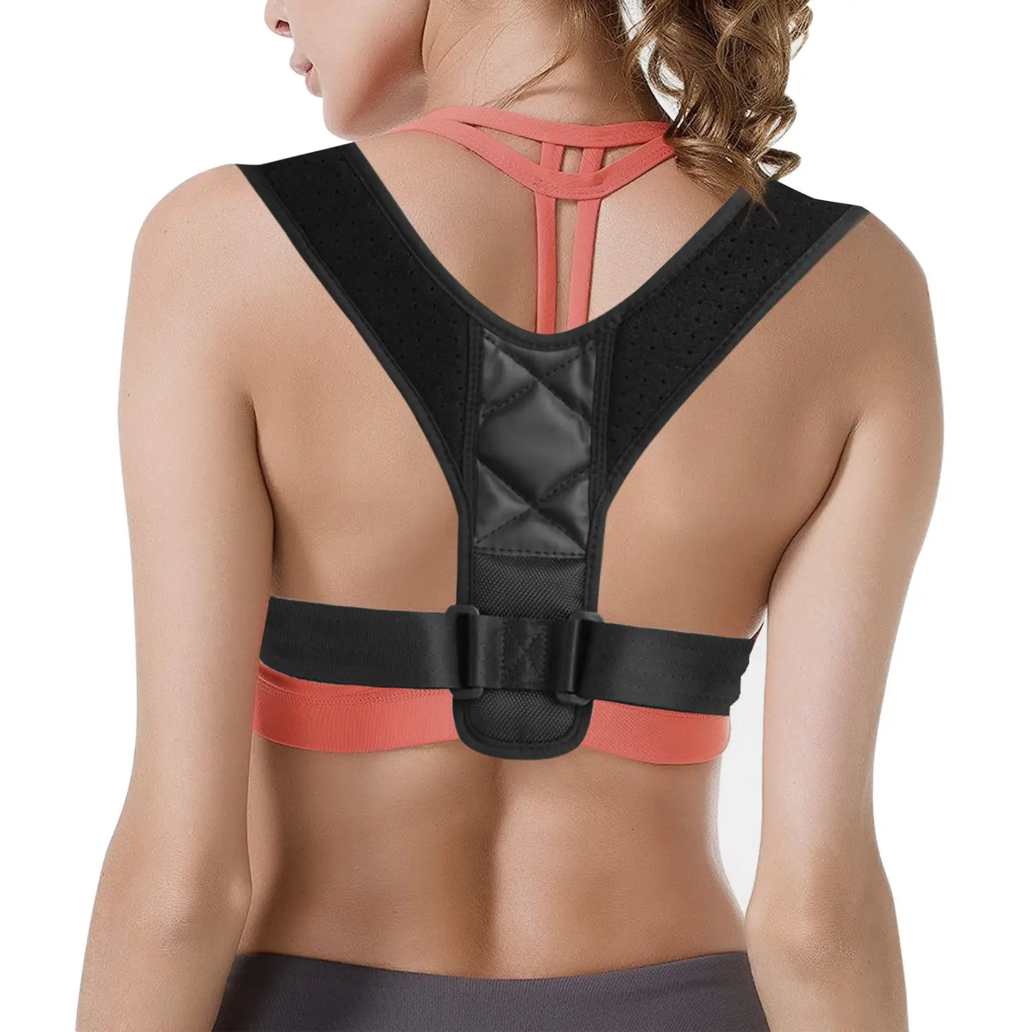 

2021 Adjustable Back Support Posture Corrector Brace Belt Stretcher Straightener Body Posture Corrector Shoulder Postur, Black