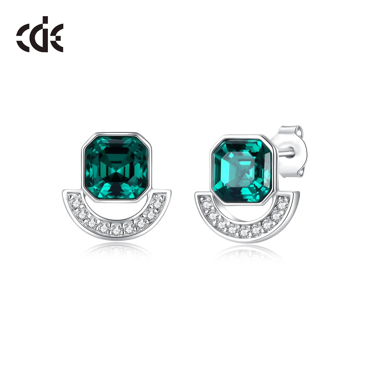 

CDE YE1754 DIY Fine Jewelry 925 Sterling Silver Earrings For Women New Arrival Austrian Crystal Emerald Earrings Jewelry Set