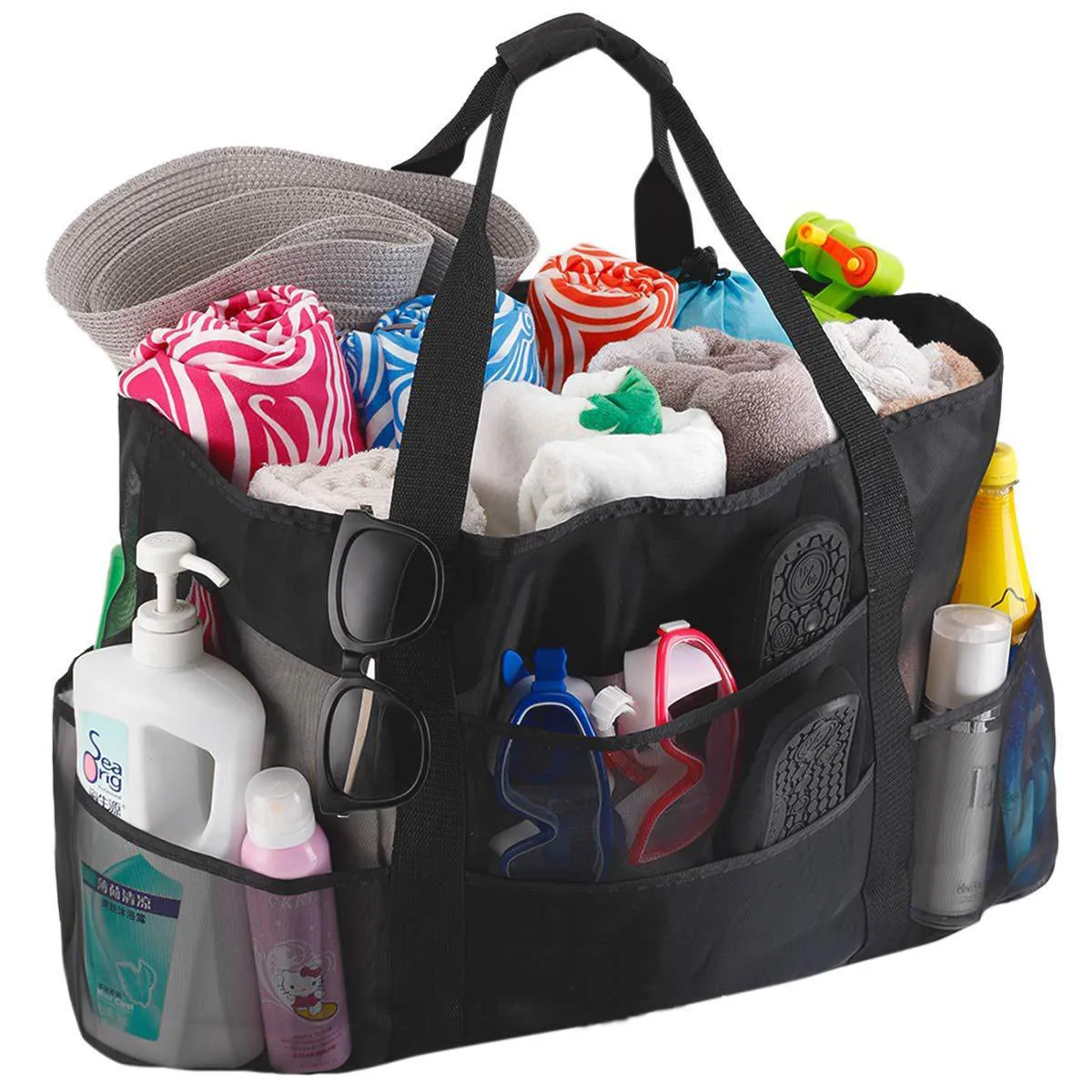 

Mesh Beach Bags and Totes for Women, MAX Capacity 35L/150lbs Durable Toy Tote Bag for Beach, Picnic