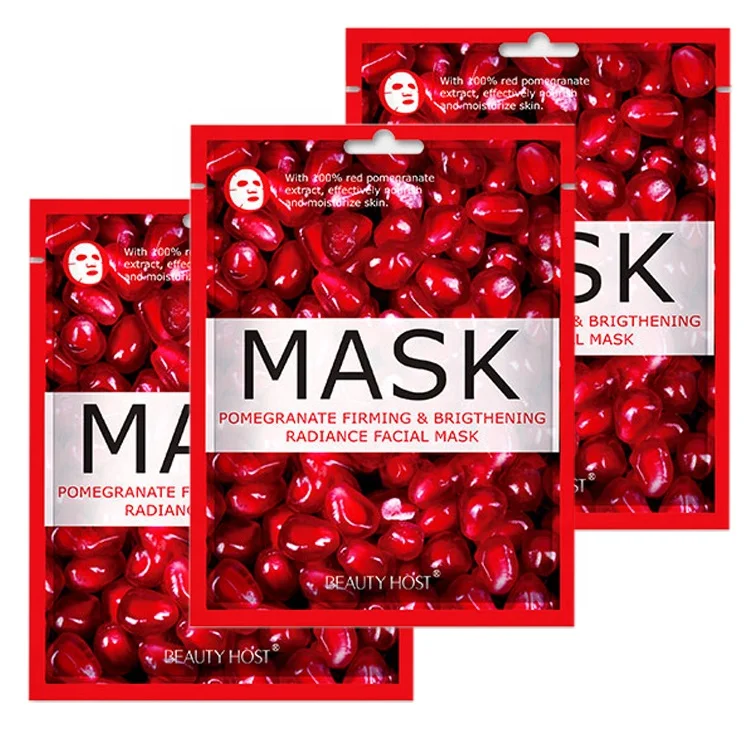 

Wholesale Pomegranate Face Mask Private Label Custom Logo Korea Style Anti-wrinkle Moisturizing Cosmetic Fruits Facial Mask