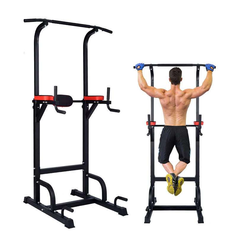 

2021 Upgraded Home Gym Strength Power Tower Workout Dip Station Pull Up Bar Dip Stands, Black, white