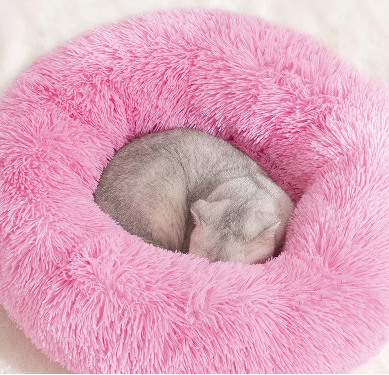 

Comfortable Soft Plush Round Faux Fur Donut Pet Dog Cat Sleeping Cushion Bed