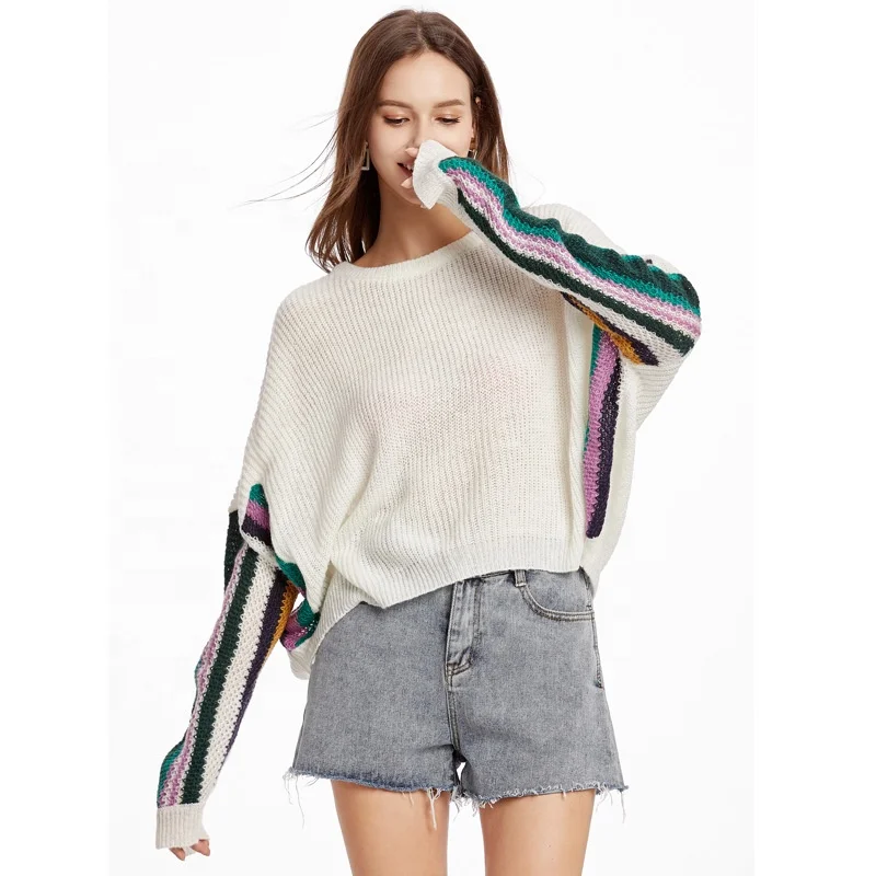 

B23740A Women's loose pullover sweater bat-sleeve sweater