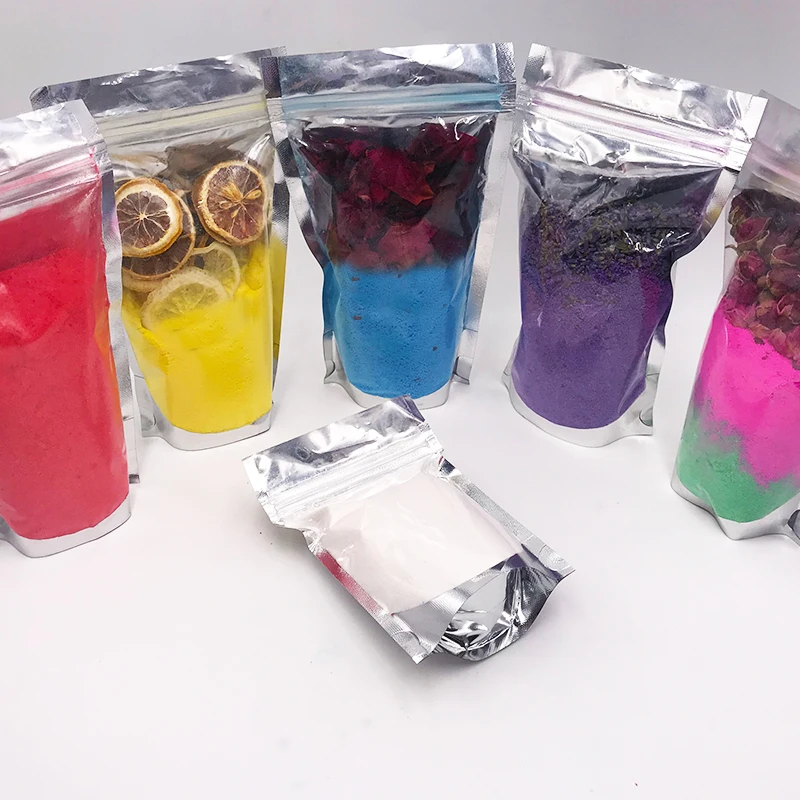 

Wholesale hot Selling flower bath bomb in bag bath fizzer shimmer wash bath powder with petals, Colorful