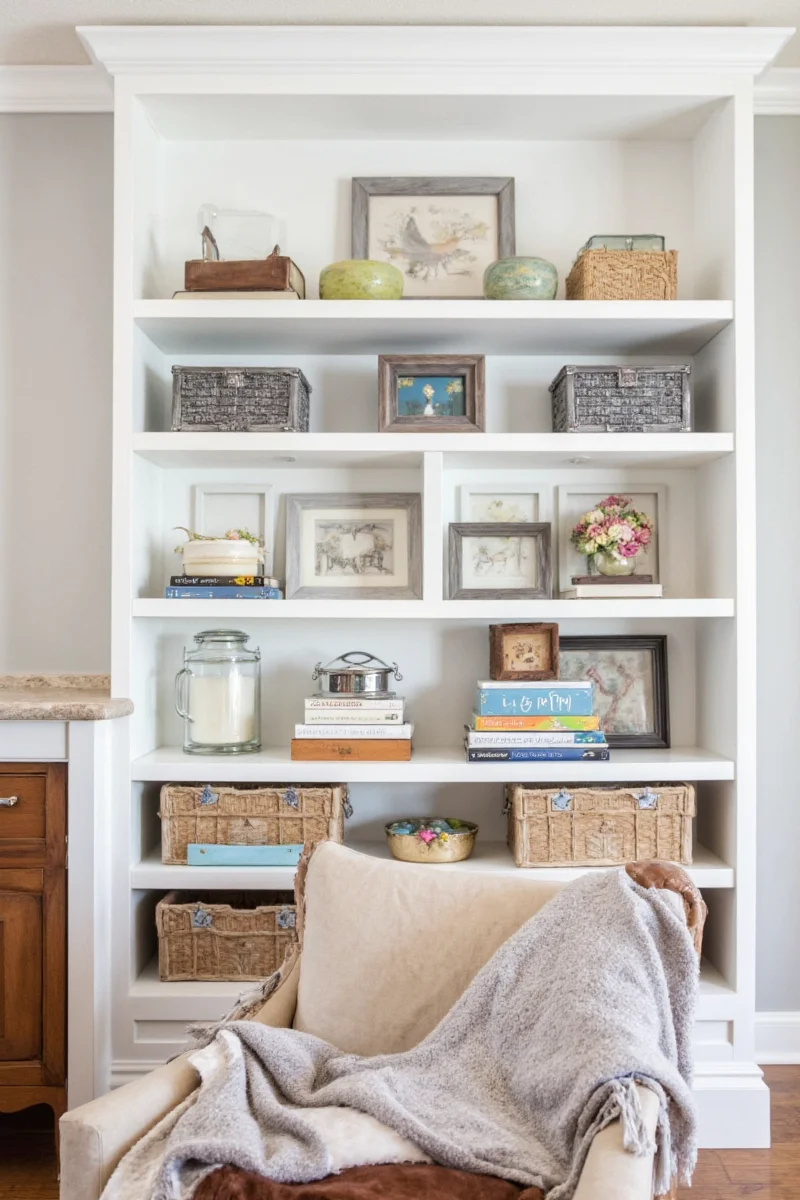 10 clever ways to style an antique white bookcase in a family friendly home