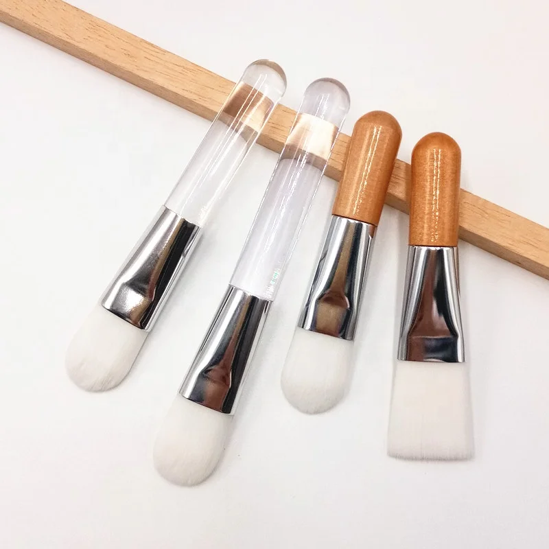 
Small Face Facial Mask Brush Clay Mask Applicator Makeup Clear Handle White Mini Foundation Brush 