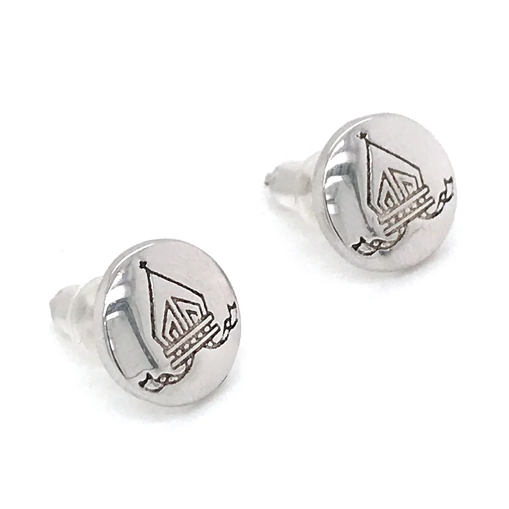product-Silver Clown Coin Earrings, Engraved Clown Face Earrings For Men-BEYALY-img