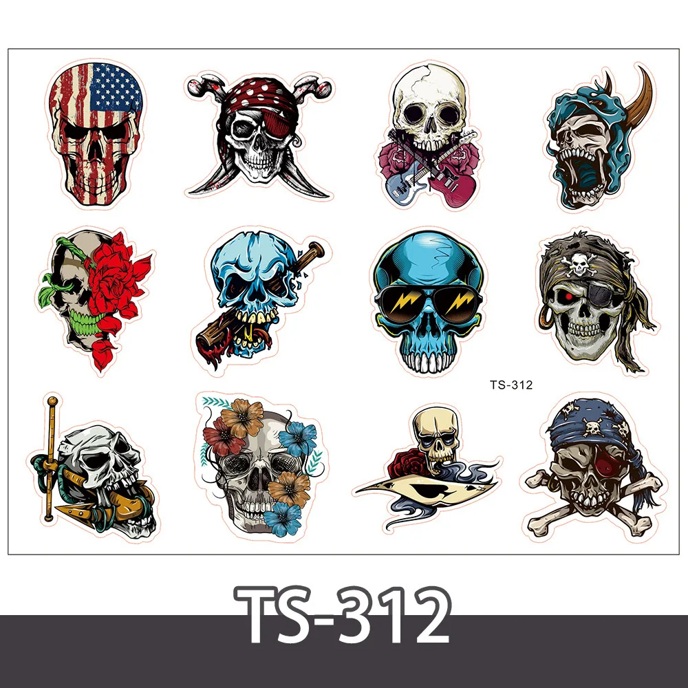 

12pcs Horror Skeleton Skull Stickers For Fridge Motorcycle Skateboards Laptop decal Luggage Toy Guitar sticker