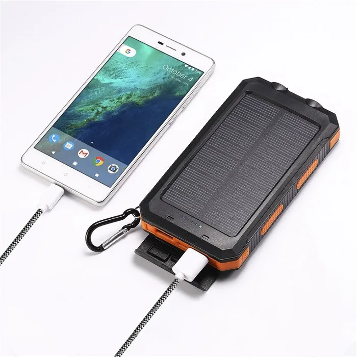 

Wholesale Price Solar Power Banks 5V 2A Dual USB 10000mAh Waterproof Portable Power Bank with Compass for Camping Hiking Travel
