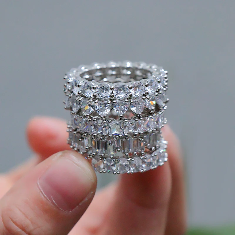 

Luxury Minimalist Jewelry Heart Shaped Zircon Rings Delicate Simple Design Geometric Full Pave Cubic Zirconia Crystal Rings