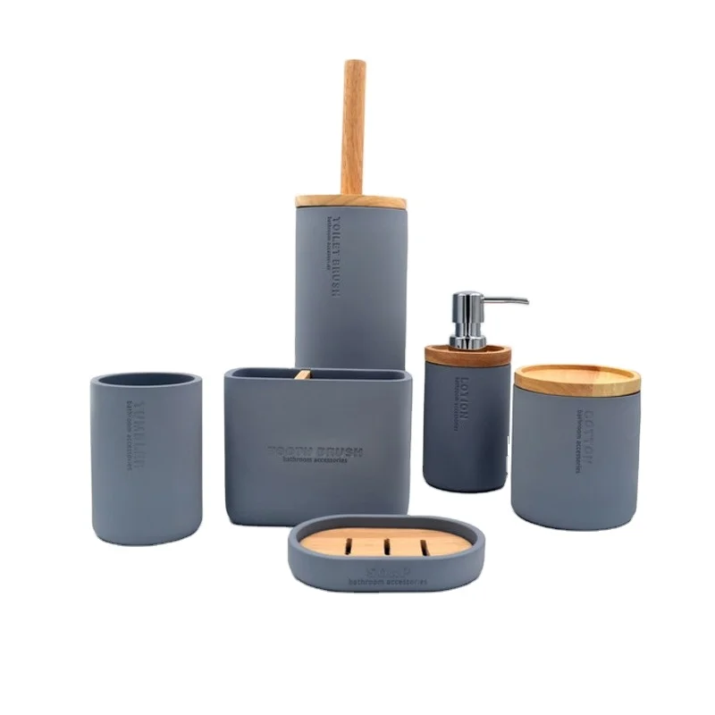 

Resin customized luxury super market durable wholesale 6pieces bathroom set accessories, As photo or customized