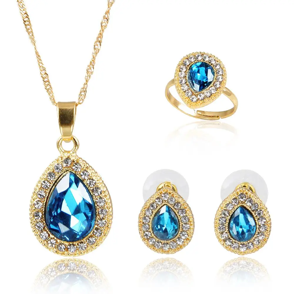 

Amazon Hot Fashion Bride Austrian Crystal Jewelry Pendant Earrings Necklace Set