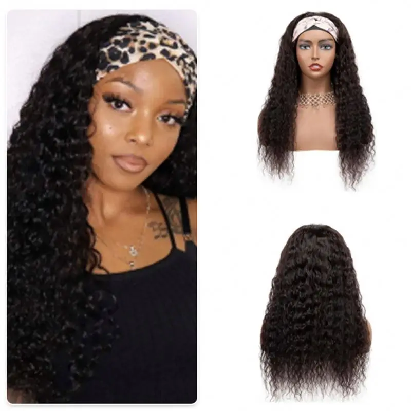 

Headband wig human hair headband wig with bangs short headband wigs