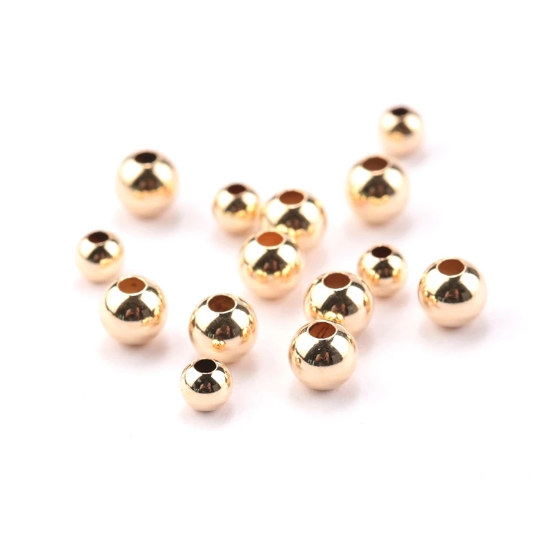 

Wholesale 14k Gold Beads Round Smooth Jewelry Beads For Bracelet And Necklace Making 14k Gold Jewelry