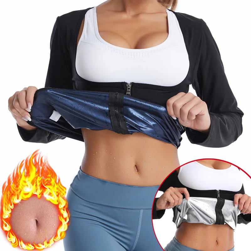 

Women's yoga fitness violently sweat suit girdle chest support long sleeve corset waist shapig belly contraction body shaper