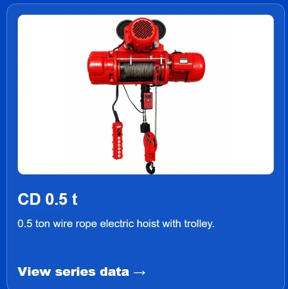CD 0.5 ton wire rope electric hoist