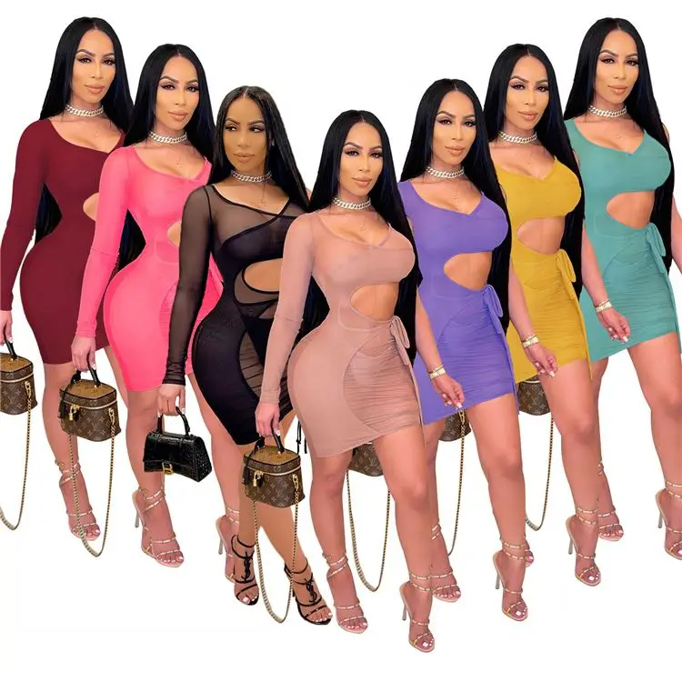 

MOEN Lowest Price Hollow Out vestido de dama Woman Summer Casual Dress Women Bodycon 2021 Dresses