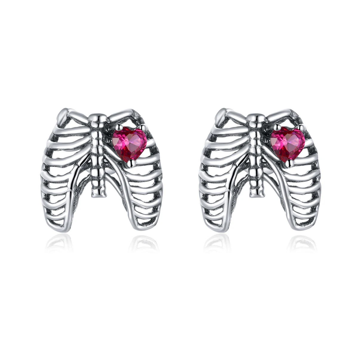 

new style jewelry for women 925 silver rib with heart gemstone stud earring