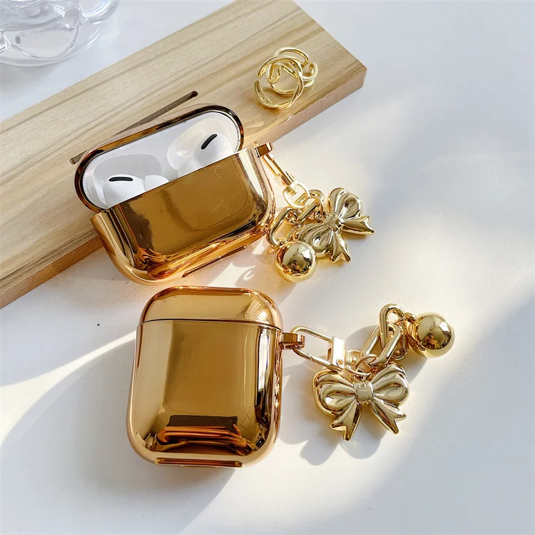 

Luxury Fashion Golden Plating Soft Case With Butterfly Pendant Keychain for Airpods 1 2 for Apple Airpod Pro