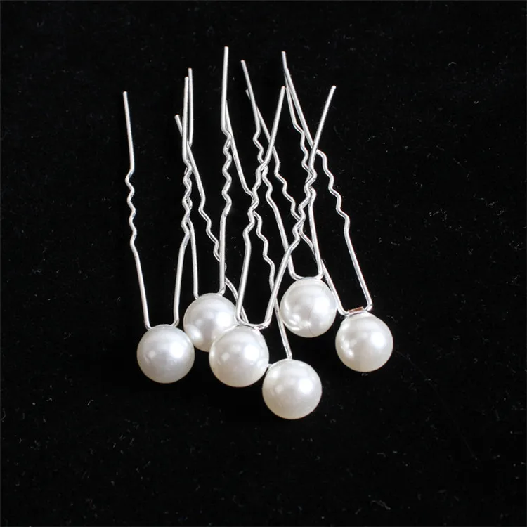

20Pcs/set Round Pearl Hair Clips Hairpin Set Wedding Bride Jewelry White Pearl U Shaped Hair Pin For Bridesmaid