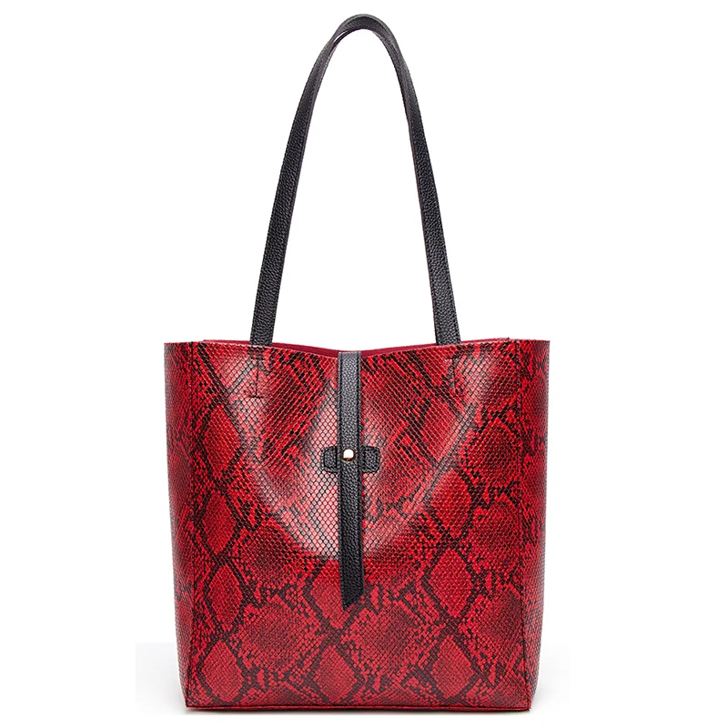 

Large Capacity Womens PVC Leather Bags Transparent Tote Bags Luxury Handbags Snakeskin Fashion Duffel PU Tote Bags With Handle