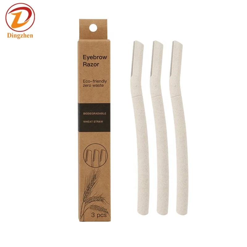 

3PCS/Set Biodegradable Women Razor Wheat Straw Eyebrow Razor Facial Razor for Women Eyebrow Trimmer Shaver