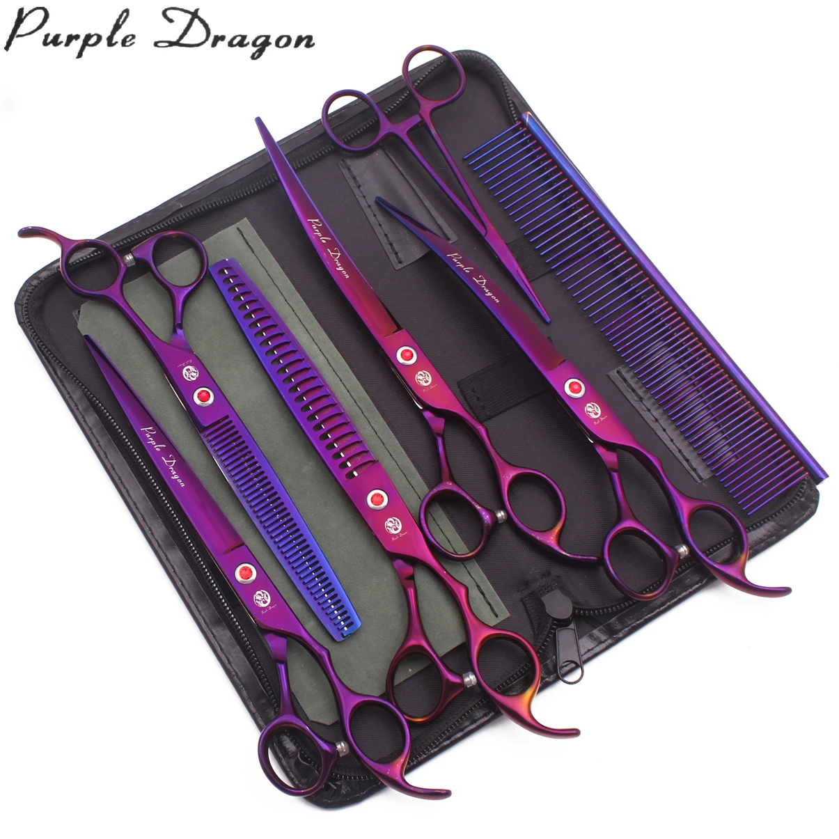 

Big Size Pet Grooming Scissors 8.0" Japan Stainless Purple Dragon Pet Supplies Dog Curved Scissors Animal Thinning Shears Z3025, Silver