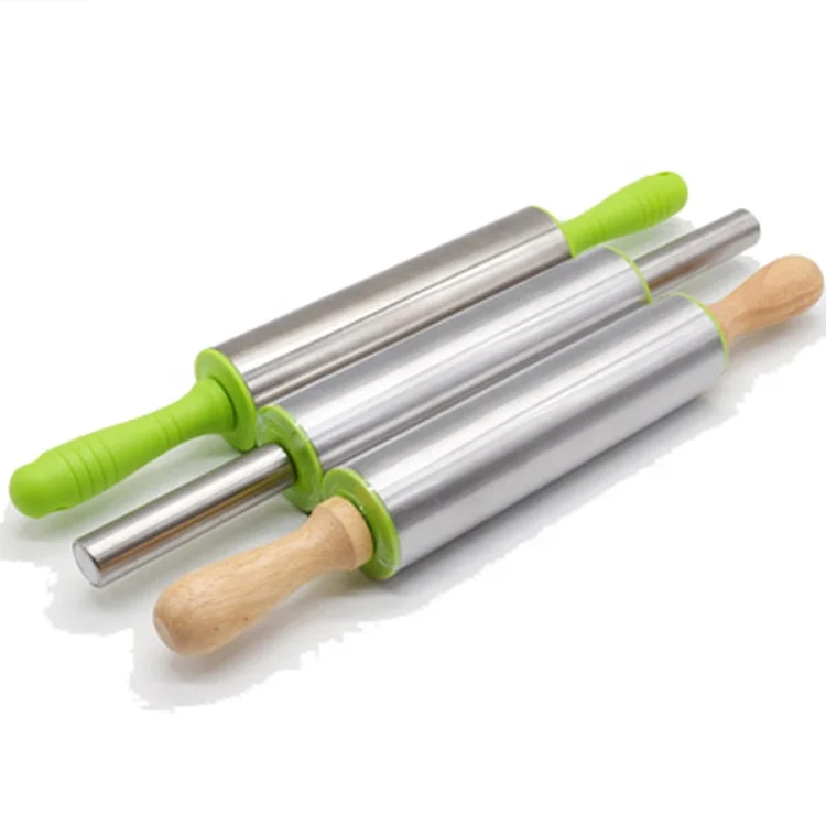
Home Use Stainless Steel Adjustable Rolling Pin With Measurement Gift Two Cake Molds 
