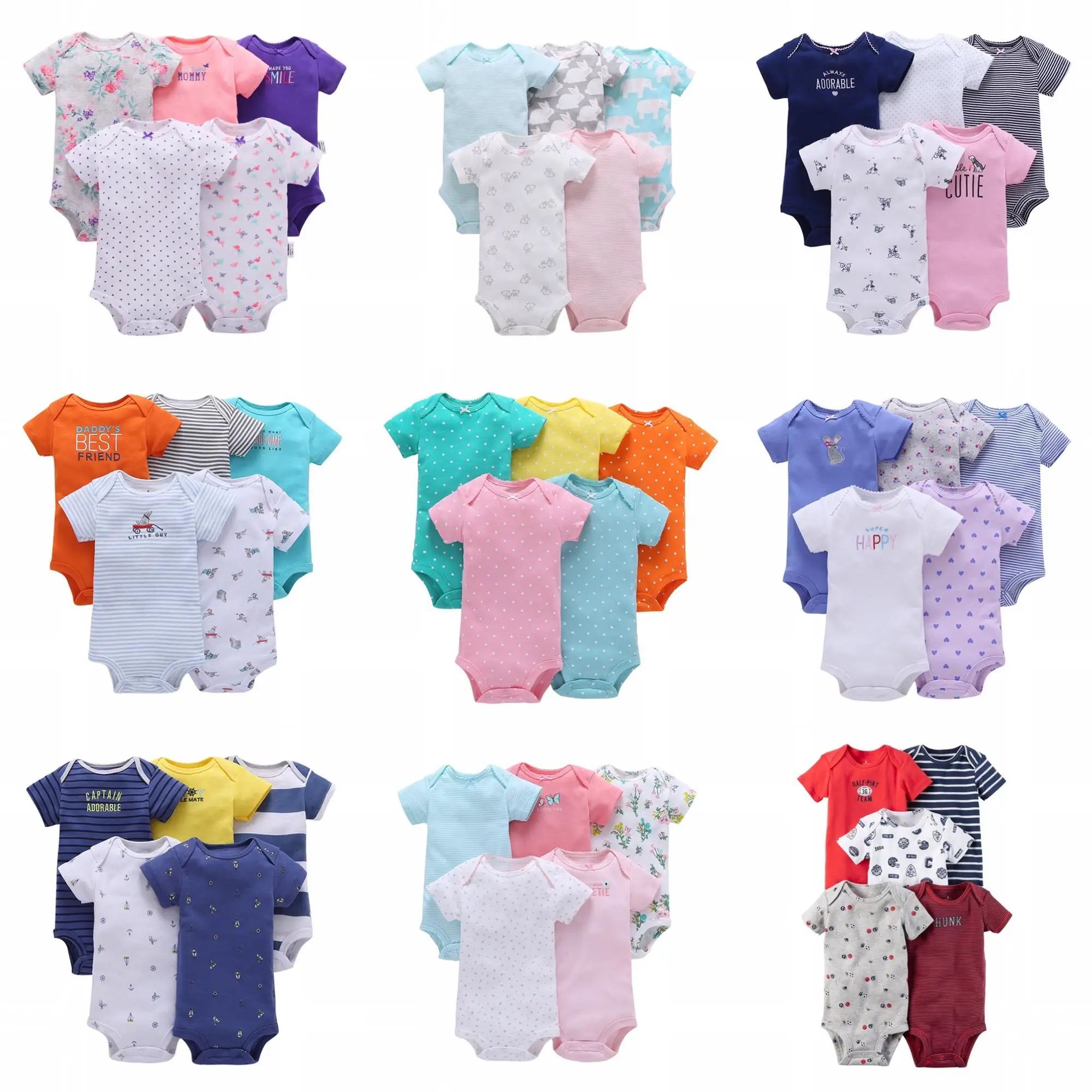 5 Pack Newborn Baby Romper Set Summer Baby Cool Clothes Cute Baby Suit