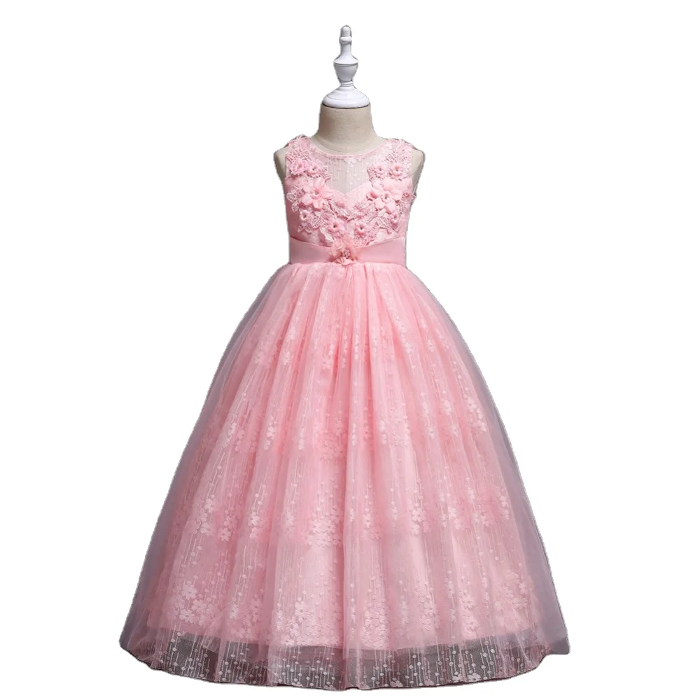 

European and American style flower dresses High quality girl's Bridesmaid Dress Children's performance dress, White ,pink ,purple ,green ,blue ,wine red