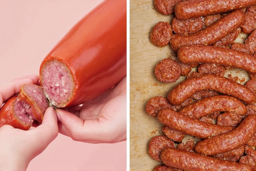Frozen seasoning sausage cubes in a ziplock bag