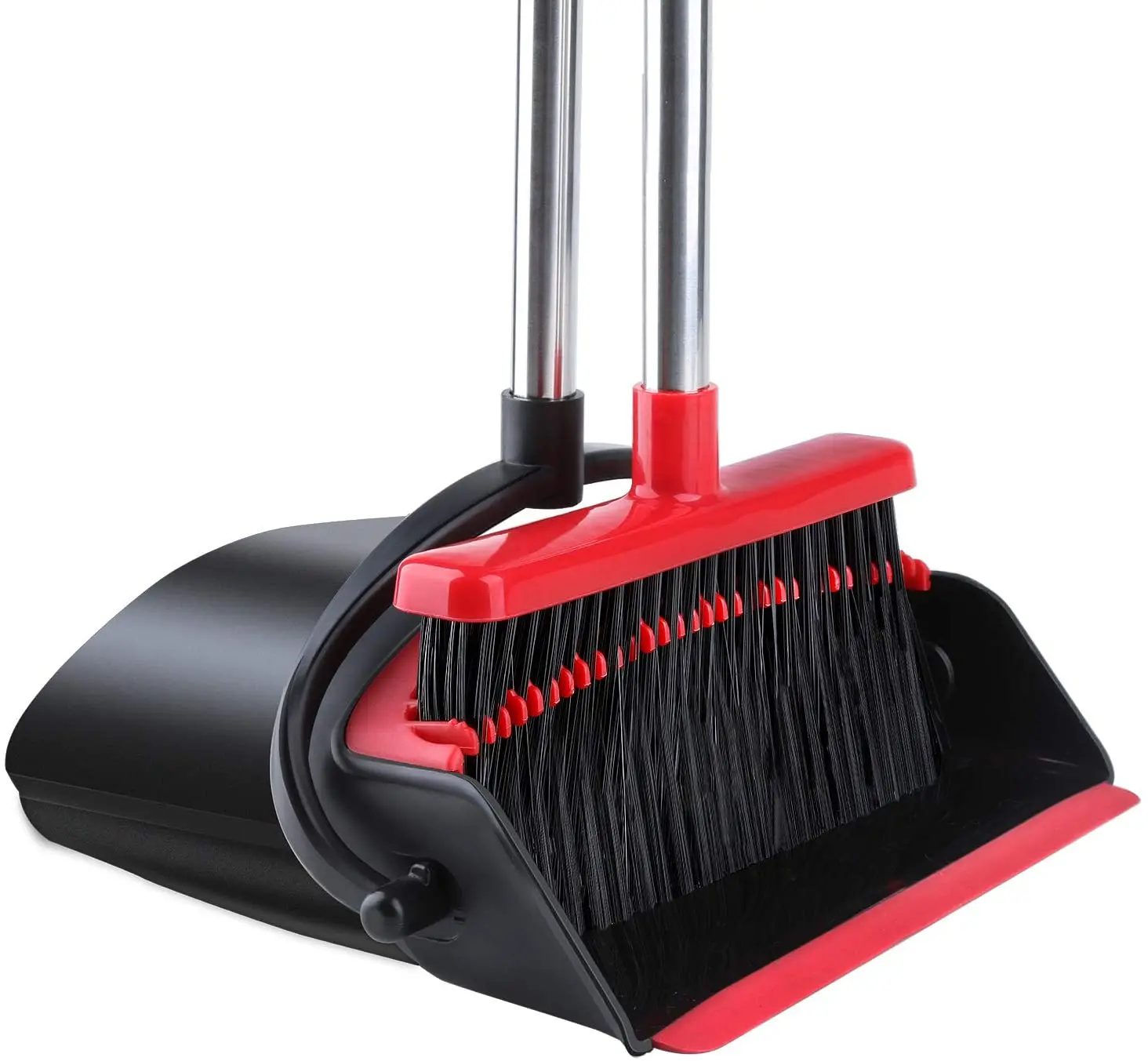 

Broom and Dustpan wholesale Dust pan Broom Set with Upgrade Combo and Sturdiest Extendable Long Handle, Red/black set