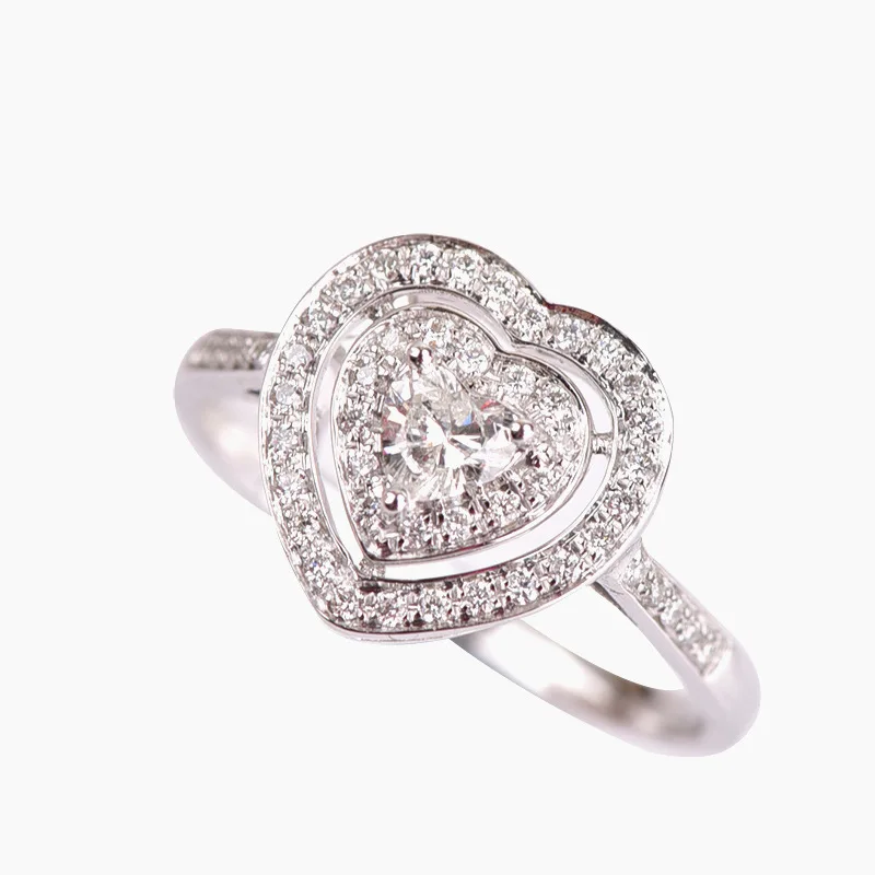 

18 carat Solid white Gold Heart Shape White Diamond Ring