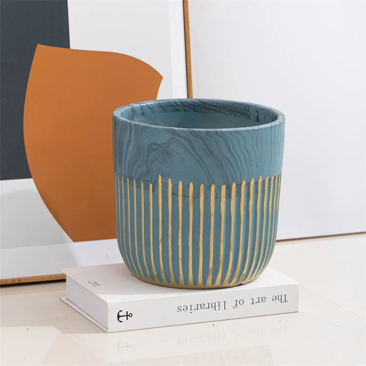 

Nordic modern blue glaze unique indoor planter korean ceramic succulent pot for window balcony, Optional