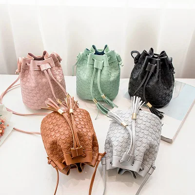 

luxury Dropshipping 2020 Fashion Mini Customised Bucket Bag Shoulder Bags For Women 2020, Black, pink, gray, green,brown