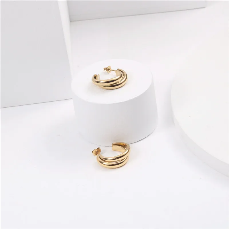 

2021 PVD Gold Plated Classic Hoop Earring Stainless Steel Earring Trendy Jewelry, 18k gola