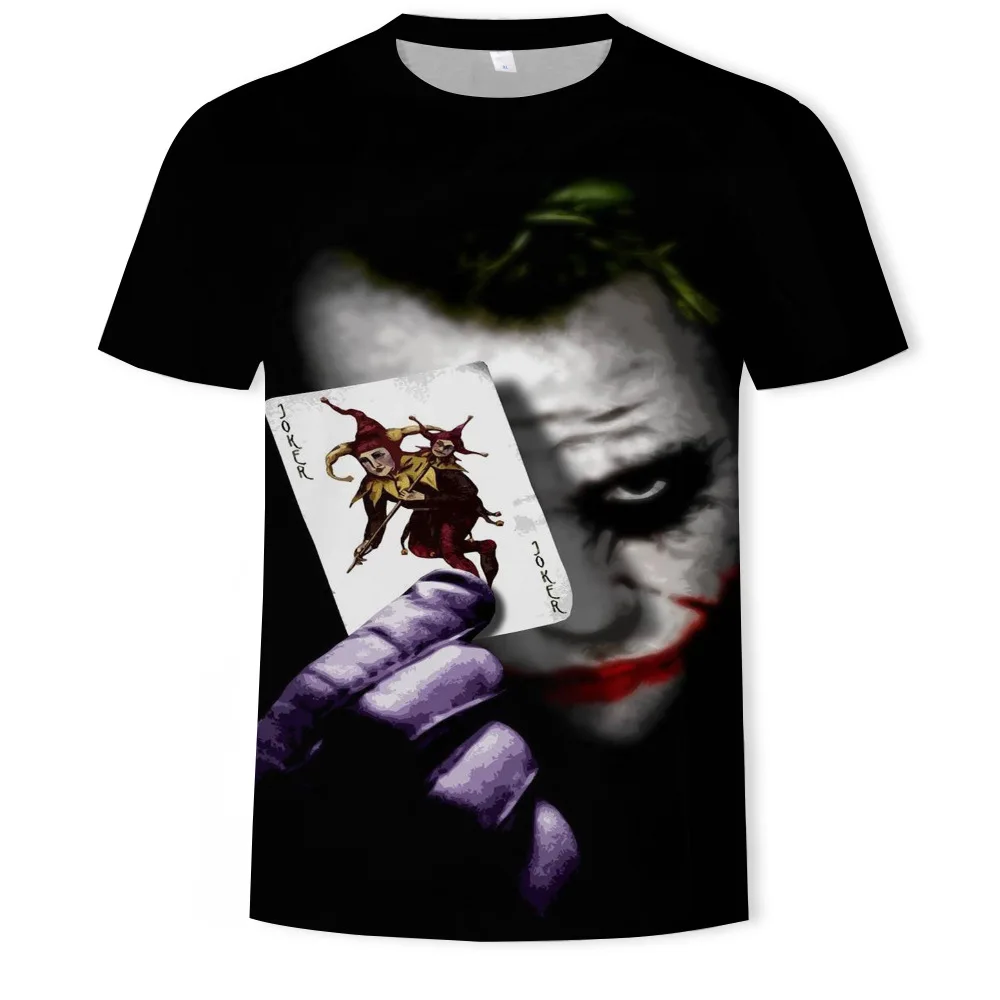 

Factory Plus Size OEM Mens T shirt 3D Joker Cartoon Clown Printed Funny Graphic Tee Shirts White Tops, Optional