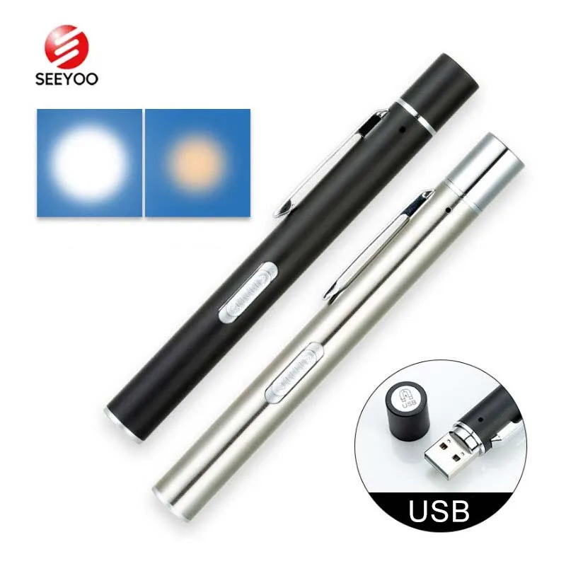 

USB Rechargeable Nursing Medical Mini Penlight Flashlight Dual Light Lampe Torche LED Pen Light For Doctor Nurse